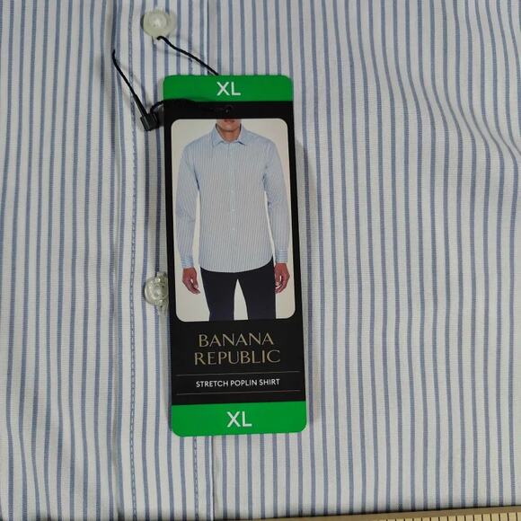 NWT - Banana Republic - Men's Stretch Poplin Button Up Shirt - Size: XL Slim Fit - Picture 4 of 8